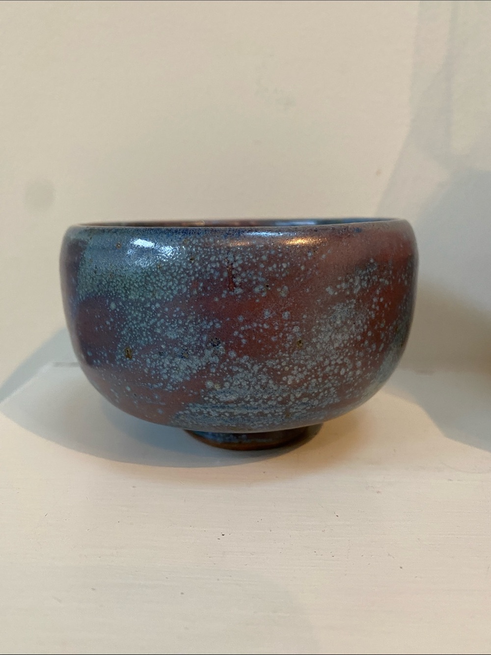 Artisan Glazed Ceramic Bowl in Blue and Brown